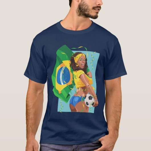 ブラジルのサッカーボールのフットボール Tシャツ (正面)