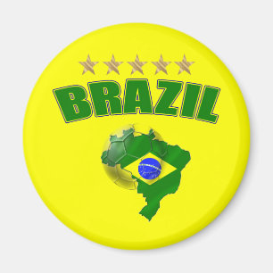 ブラジルのサッカーボールのブラジルのブラジル人の旗の地図 マグネット