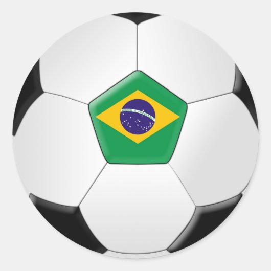 ブラジルのサッカーボール ラウンドシール (正面)