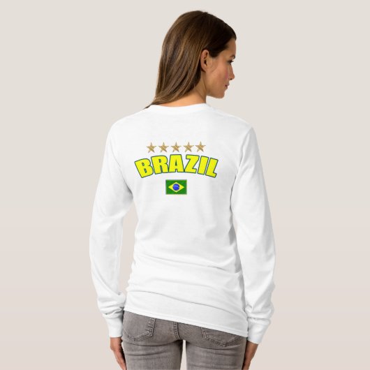 ブラジルのサッカー-ブラジル5はブラジル人Futebolを主演します Tシャツ (裏面フル)
