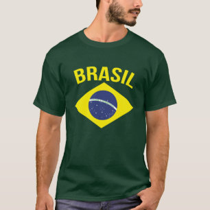 ブラジルのシンプルなブラジルの旗の緑のTシャツ Tシャツ