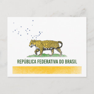 ブラジルのジャガー – ブラジルのカリフォルニア州旗の複合 ポストカード