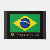 ブラジルのハウスマット、ブラジル国旗のスポーツ/ようこそ ドアマット (正面)