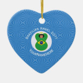 ブラジルのハヌカの天使の旗 個人名入り セラミックオーナメント (正面)