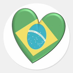 ブラジルのハートの旗 ラウンドシール
