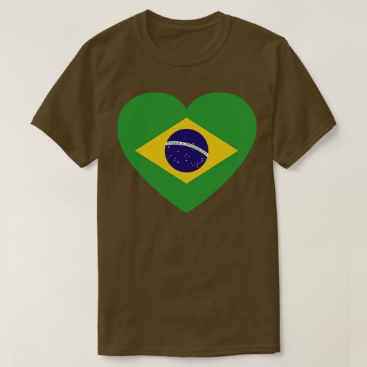 ブラジルのハート型ブラジル国旗が大好き Tシャツ (デザイン正面)