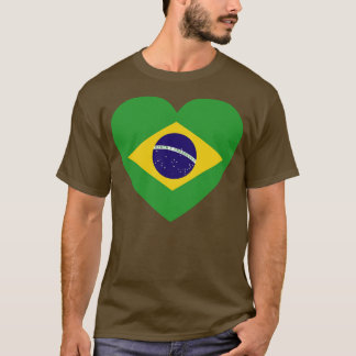 ブラジルのハート型ブラジル国旗が大好き Tシャツ