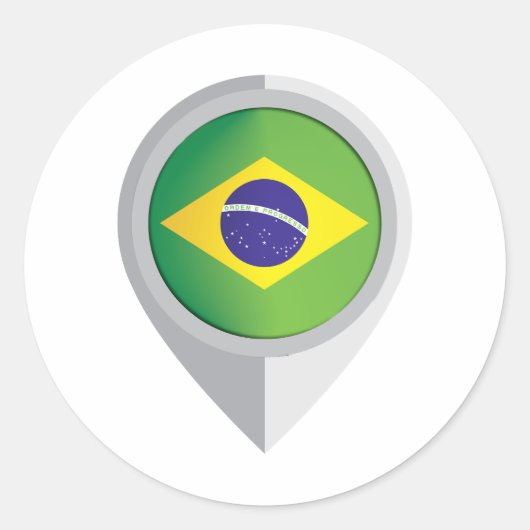 ブラジルのピン位置フラグ ラウンドシール (正面)