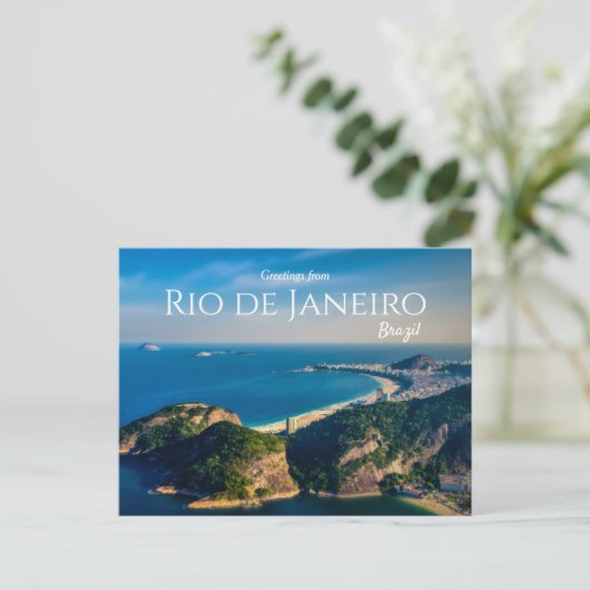 ブラジルのリオデジャネイロからの夕日の挨拶 ポストカード (スタンド正面)