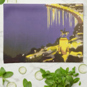 ブラジルのリオデジャネイロで夜のヴィンテージビーチ キッチンタオル (折り畳み)