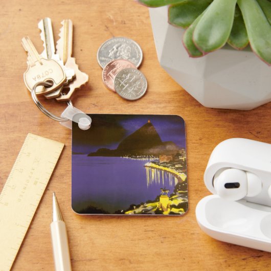 ブラジルのリオデジャネイロで夜のヴィンテージビーチ キーホルダー (デスク)