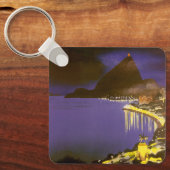 ブラジルのリオデジャネイロで夜のヴィンテージビーチ キーホルダー (正面)