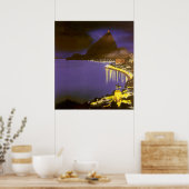 ブラジルのリオデジャネイロで夜のヴィンテージビーチ ポスター (キッチン)