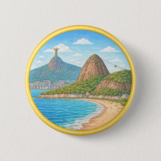 ブラジルのリオデジャネイロ 缶バッジ (正面)