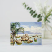 ブラジルのリオ湾のパーム大きい石と ポストカード (スタンド正面)