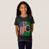 ブラジルのルーツ半米国旗ブラジル Tシャツ (正面フル)