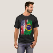 ブラジルのルーツ半米国旗 Tシャツ (正面フル)