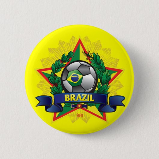 ブラジルのワールドカップのサッカー 缶バッジ (正面)