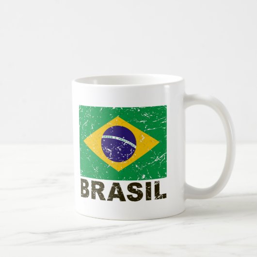 ブラジルのヴィンテージの旗 コーヒーマグカップ (右)