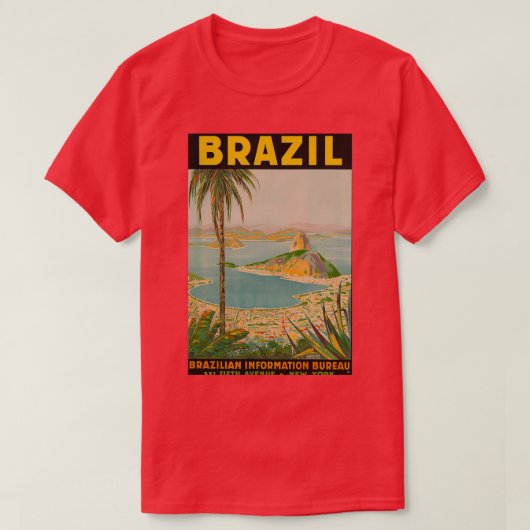 ブラジルのヴィンテージ旅行ポスター Tシャツ (デザイン正面)