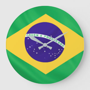 ブラジルの丸大壁時計国旗 ラージ壁時計
