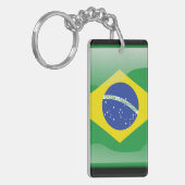 ブラジルの光沢のある旗 キーホルダー (正面左)