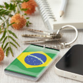 ブラジルの光沢のある旗 キーホルダー (正面右)