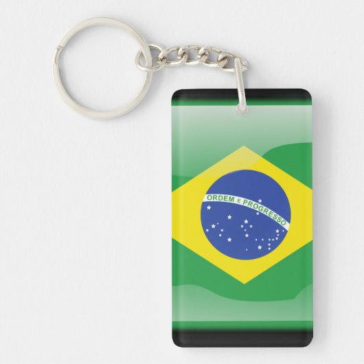 ブラジルの光沢のある旗 キーホルダー (正面)