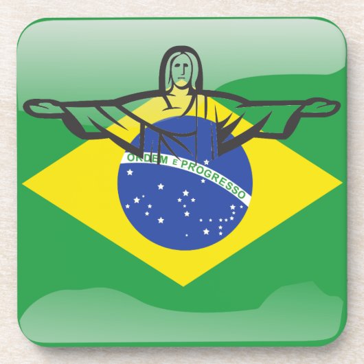 ブラジルの光沢のある旗 コースター (正面)