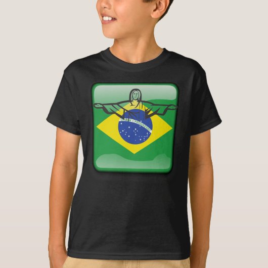 ブラジルの光沢のある旗 Tシャツ (正面)