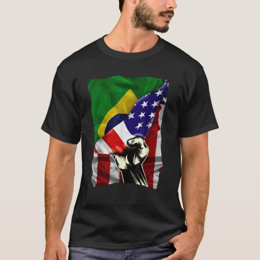 ブラジルの半米国旗USAブラジル Tシャツ (正面)