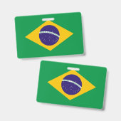 ブラジルの国旗が付いた名札 バッジ (正面＆裏面)