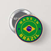ブラジルの国旗のラベルのスタンプで作られる 缶バッジ (正面&裏面)