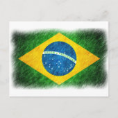 ブラジルの国旗の鉛筆画と絵の具 ポストカード (正面)