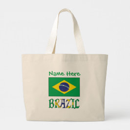 ブラジルの国旗をあしらったオーダーメイドのトートバッグ ラージトートバッグ