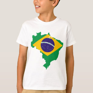 ブラジルの国旗地図 Tシャツ