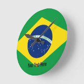 ブラジルの国旗 ラウンド壁時計 (傾斜)