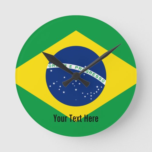 ブラジルの国旗 ラウンド壁時計 (正面)