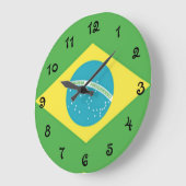 ブラジルの国旗 ラージ壁時計 (傾斜)