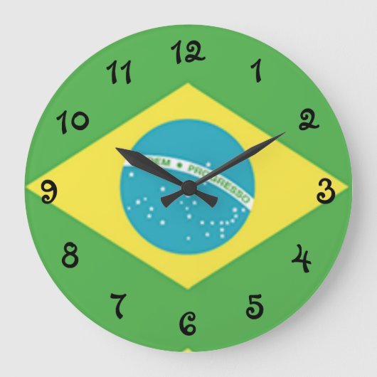 ブラジルの国旗 ラージ壁時計 (正面)