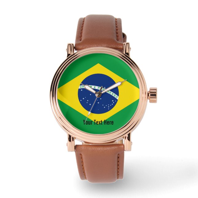 ブラジルの国旗 腕時計 (正面)