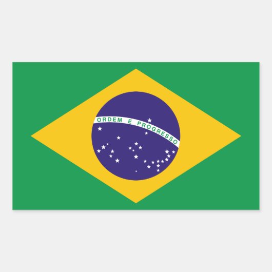 ブラジルの国旗 長方形シール (正面)