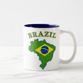 ブラジルの地図か旗 ツートーンマグカップ