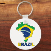 ブラジルの地図に登場する国旗 キーホルダー (正面)