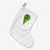 ブラジルの地図のポインターの位置の旗 スモールクリスマスストッキング (正面 (吊り時))