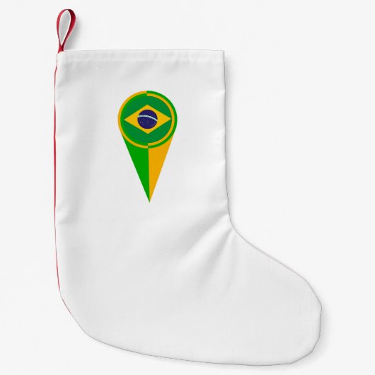 ブラジルの地図のポインターの位置の旗 スモールクリスマスストッキング (正面)