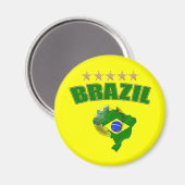 ブラジルの地図サッカーボールブラジル国旗 マグネット (正面/裏面)