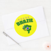ブラジルの地図サッカーボールブラジル国旗 ラウンドシール (封筒)