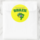 ブラジルの地図サッカーボールブラジル国旗 ラウンドシール (バッグ)