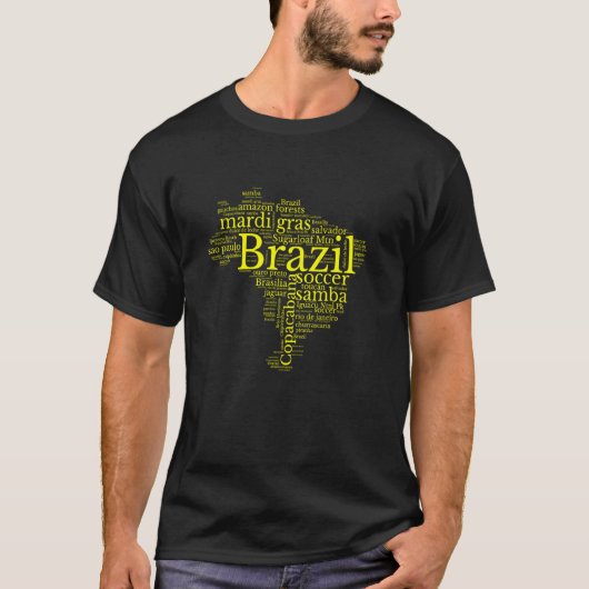ブラジルの地図ブラジルサッカーコパカバーナブラジルメンズ Tシャツ (正面)